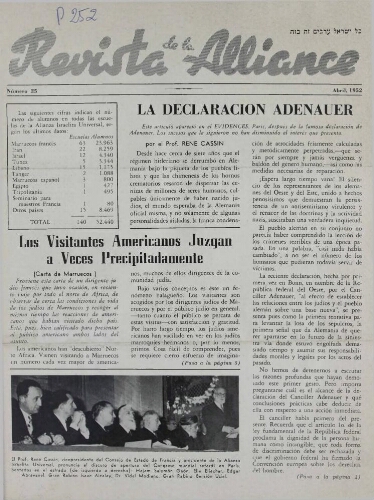 Revista de la Alliance N°25 (01 avr. 1952)